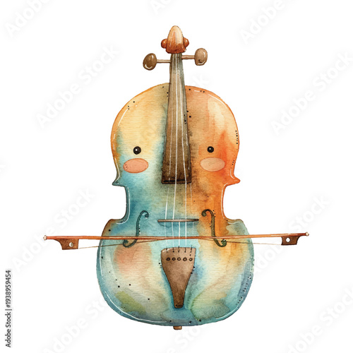 cute cello hand drawn vector illustration