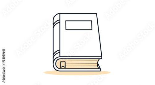 Thick closed hardcover book with a simple white cover and a small bookmark sticking out from the pages for school study.