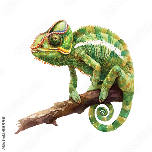 cute chameleon hand drawn vector illustration