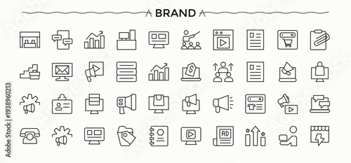 Brand linear icon set. Strategy sign and symbol. Icons for website. Strategy line icon set. Editable vector illustration.