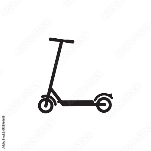 Simple black electric scooter illustration on white background  modern transportation vehicle