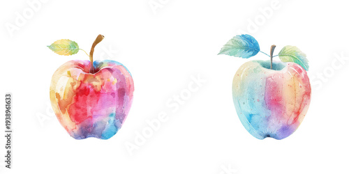 abstract color silhouette of apple fruit watercolor vector illustration