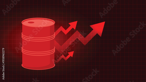 Petrol Oil Crisis Price Increase Banner Design, Abstract Rising Petroleum Price on Red Background 