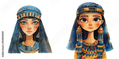 african celopatra watercolor vector illustration