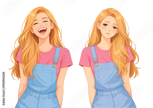 071-40-Anime girl experiencing happy and sad mood swings, expressing different feelings