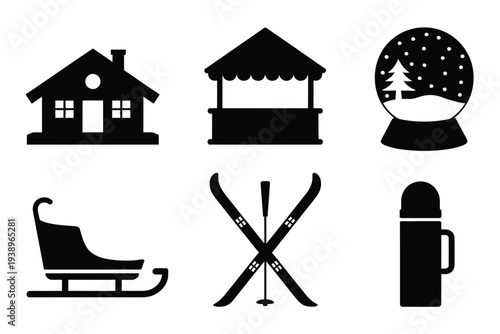 Black and white winter themed snow house cabin gazebo