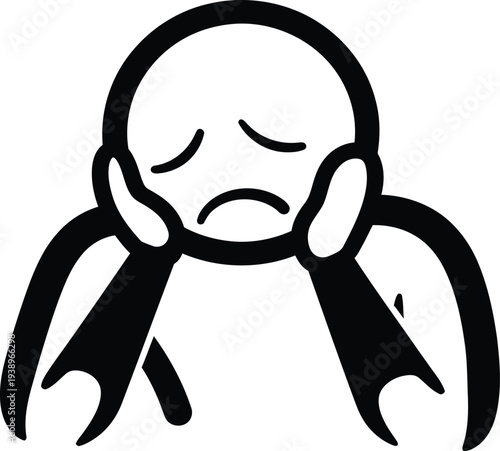 Sad bald man with hands on face