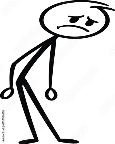 Stick figure with a sad and tired expression