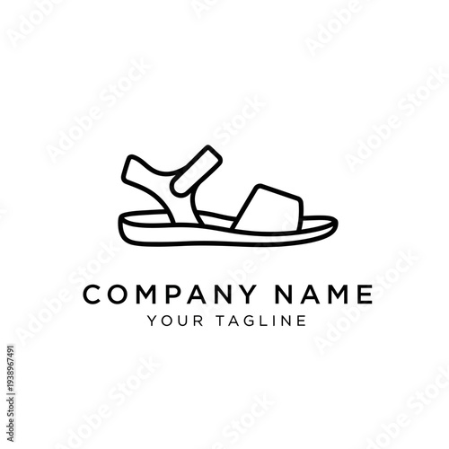 Simple Sandal Logo Design Illustration.