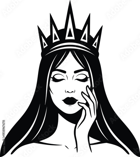 Illustration of a shocked queen with a crown and long hair