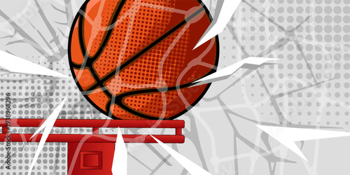 Vector illustration of a basketball, pop art design.