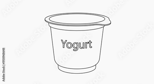 A simple line drawing of a yogurt cup on a white background displays food clearly
