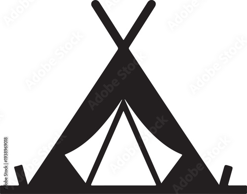 Camping tent at outdoor camp or tipi, teepee flat icon for apps and websites