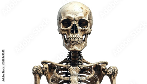 Realistic Human Skeleton Model on Transparent Background for Educational and Medical Illustration