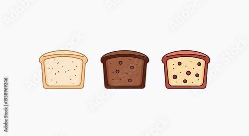 Three slices of bread on a table in a kitchen with food