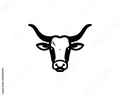 Longhorn Bull Head Logo Silhouette Farm Animal Livestock Mascot