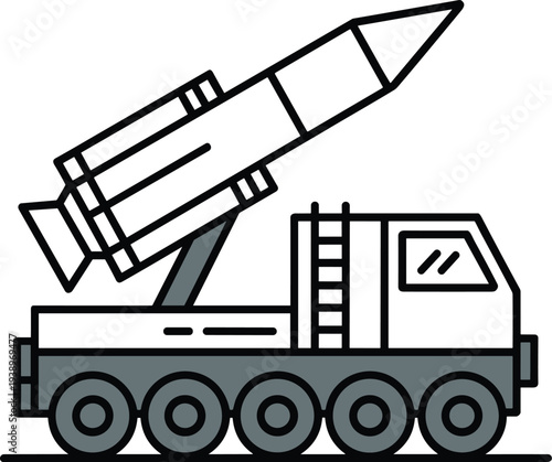 Missile Launcher Truck Ready for Action Military Transport Vehicle Vector Illustration