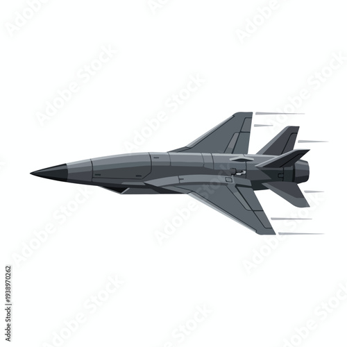 vector flat jet plane glides through the air at high speed