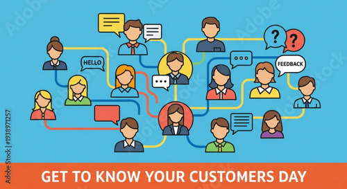 Get to know your customers day concept with diverse people network and communication