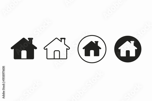 Variations of a house icon in different styles and formats