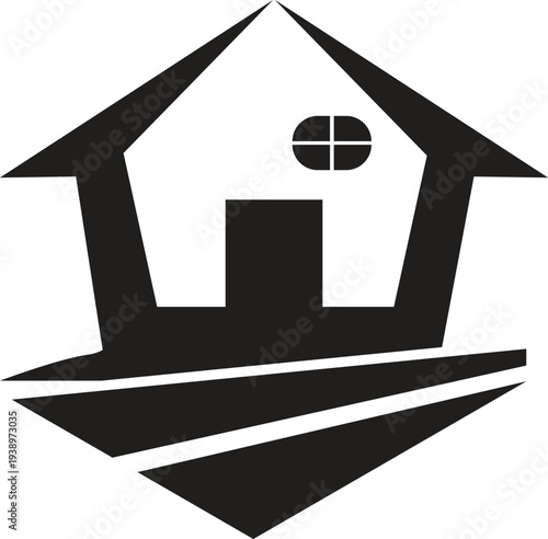 house with a road icon