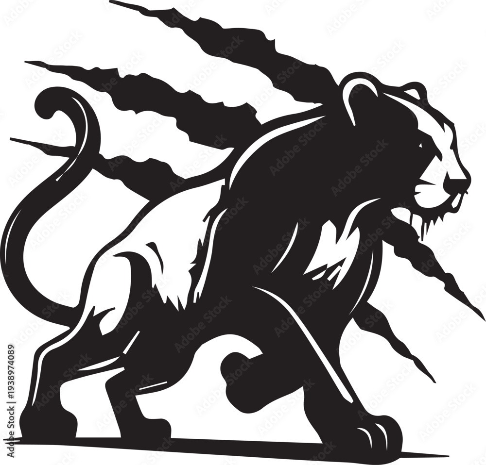 Fototapeta premium Dynamic Black Panther Running Illustration, vector illustration of a lion