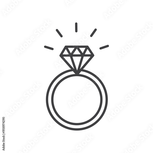 Outline ring diamond icon shape isolated flat style design.