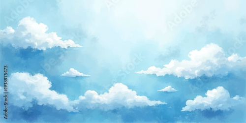 Abstract serene image of a bright blue sky filled with fluffy clouds, offering a sense of peace and openness.