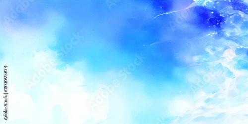 Abstract a serene skyscape. where billowy clouds drift lazily against a backdrop of the radiant sky, bathed in a celestial glow of soft blues and crisp whites.