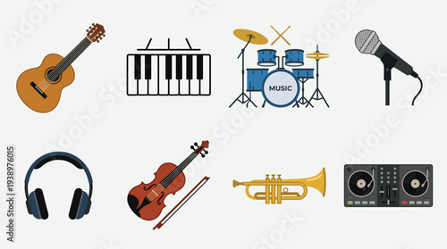 Musical Instruments and Audio Equipment Vector Set