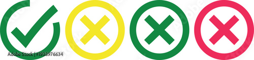 Traffic light indicator symbols for approval and disapproval