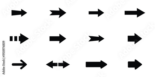 Beautiful black arrow icon vector set, 