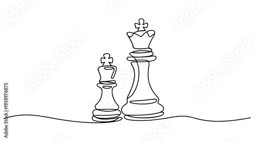 Simple line drawing of a king and queen chess pieces side by side