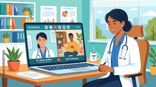 Female doctor engaged in telehealth consultation with patient