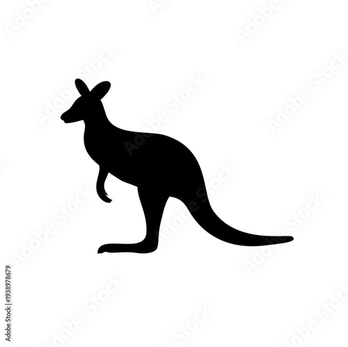 kangaroo silhouette. Cute australia animal vector illustration