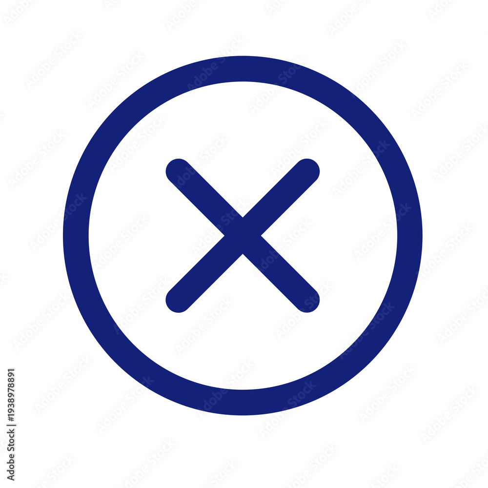 Obraz premium Blue circle with x symbol isolated on transparent background