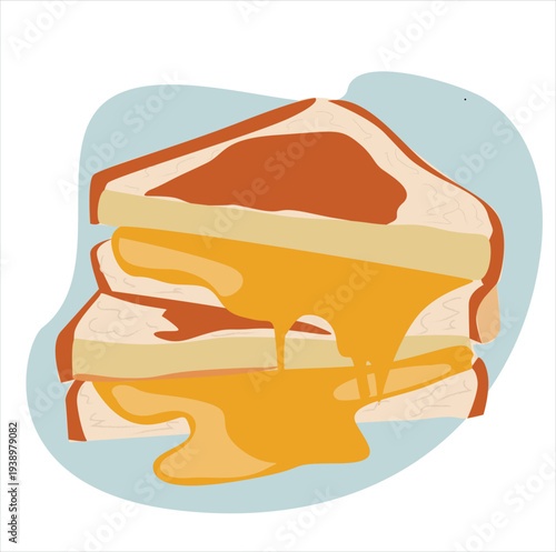 bread with melted cheese spread. toast
