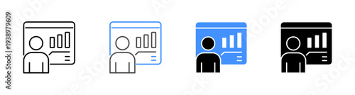KPI Presentation and Profile Icon Vector Illustration Editable