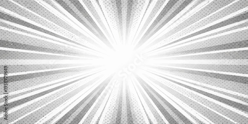 A black and white abstract background vector featuring a light starburst design with a textured ray pattern and star explosion illustration for a high energy space wallpaper