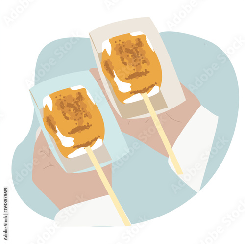 roasted marshmallows. Toasted marshmallow vector illustration, isolated white background.
