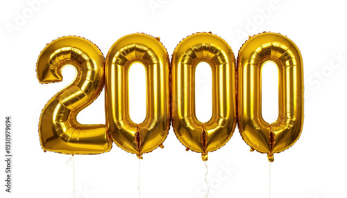 Shiny Golden Balloons Displaying The Numbers 2000 For A Festive Celebration Event