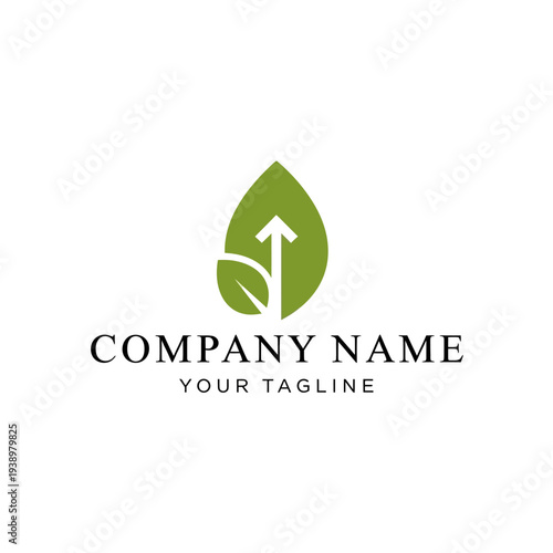 Green Leaf Logo Design with Arrow.