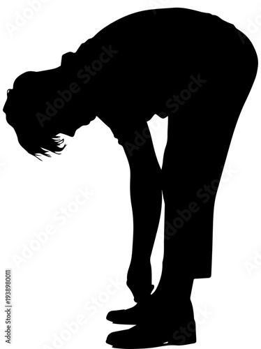 Woman Stretching Forward Silhouette Vector