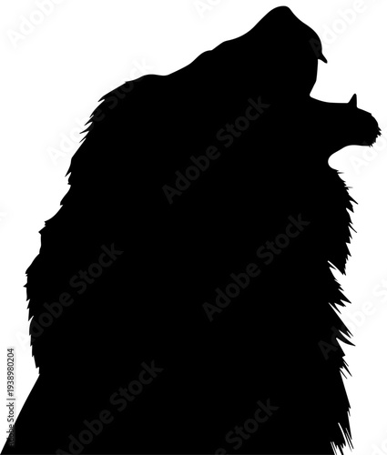 Bear with Cub Silhouette Vector
