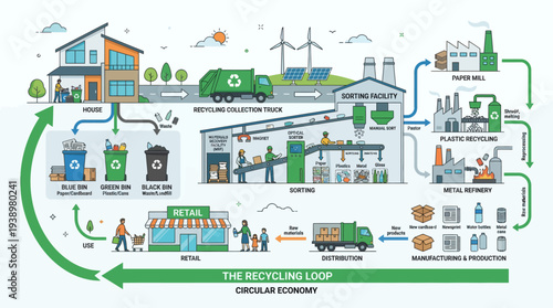 The recycling loop process in a circular economy