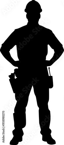 Construction Worker Silhouette Vector with Tool Belt
