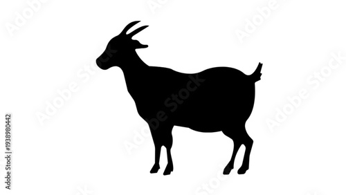 Domestic Goat Standing Silhouette Vector