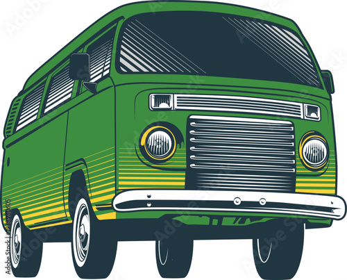 An isolated front view of a classic red vintage truck featuring chrome bumpers and retro headlights, representing a timeless antique automobile for transportation on a clean white background