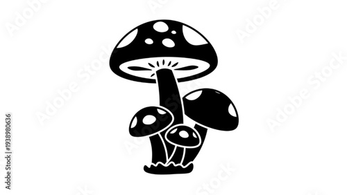 Wild Mushrooms Fungus Silhouette Illustration