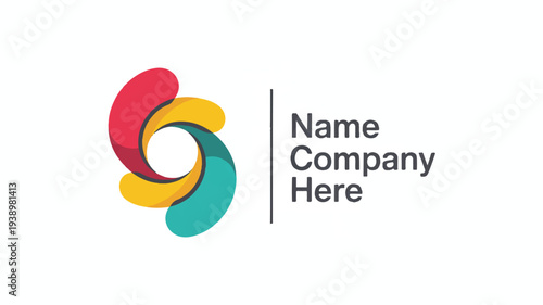Abstract swirling logo with text reading name company here